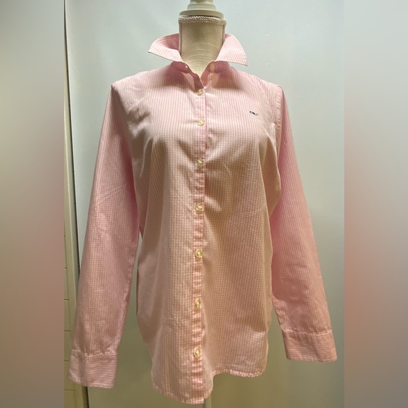 Vineyard Vines Pink/White Gingham Button Down Long Sleeve Shirt-SZ 10 - Picture 1 of 10